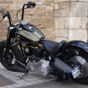 Sacoche Cuir noir Latérale Softail Ledrie