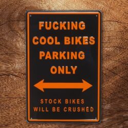 plaque de parking moto en alu pour garer sa harley son bobber