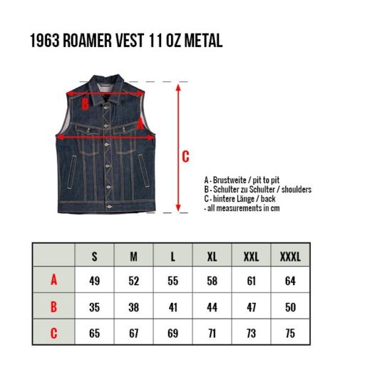 Gilet-jeans-denim-1963-Roamer-Vest-11oz-pike-brother-metal-tailles Gilet-jeans-denim-1963-Roamer-Vest-11oz-pike-brother-metal-tailles