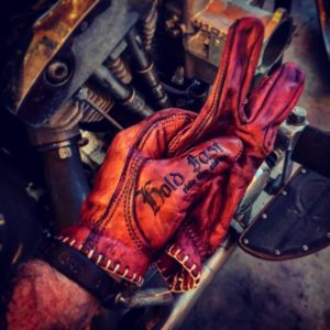 Aviator leather gloves 1936 RED BLOODY Motostuka-Hold Fast