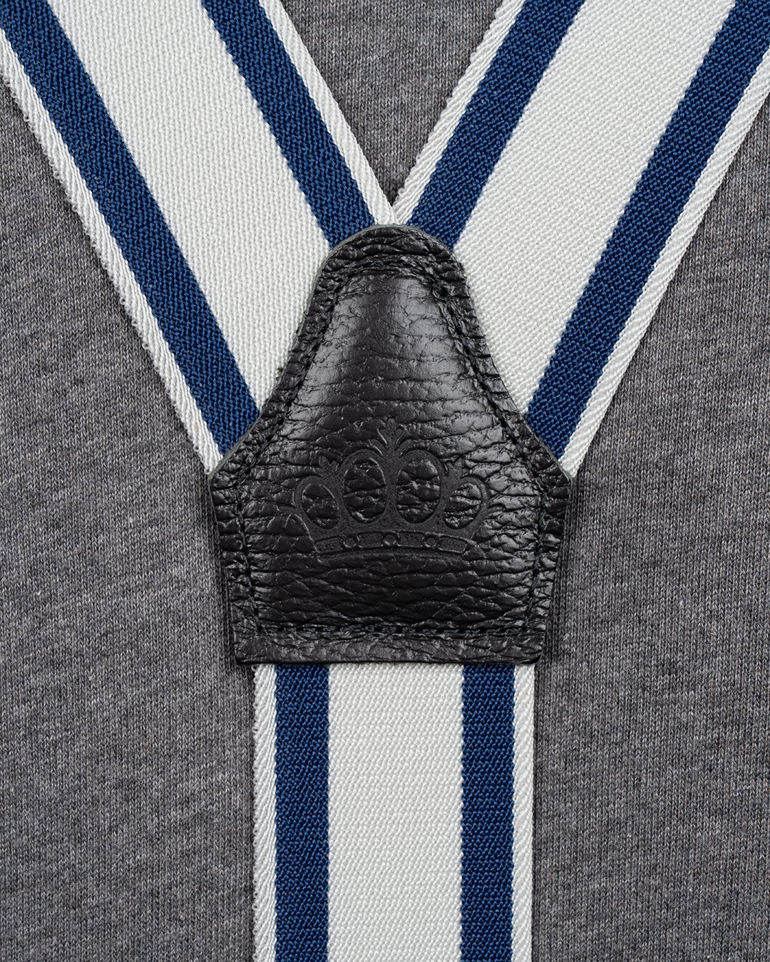 Bretelles larges bleues Pike Brothers 1937 Heavy Duty Croix dorsale en cuir embossé logo Pike Brothers, bretelles larges bleues