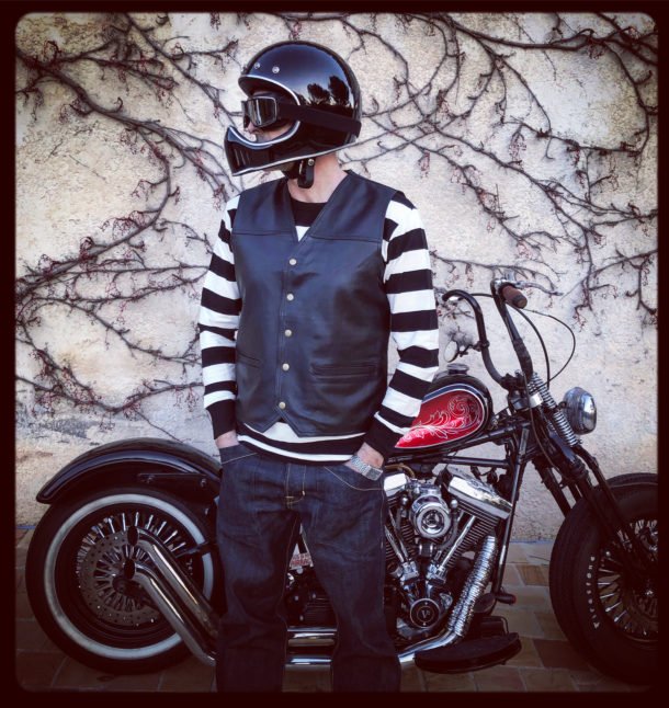 gilet-cuir-biker gilet-v-cut-cuir-noir