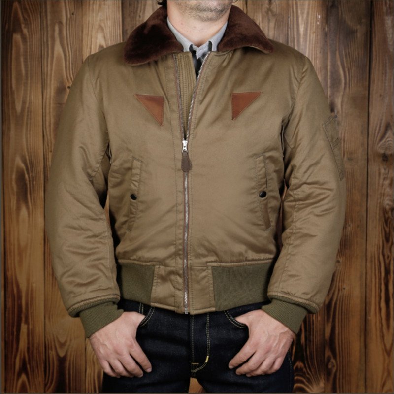 flight-jacket-avaitor-military-vintage-1945-B15-Olive - school of cool