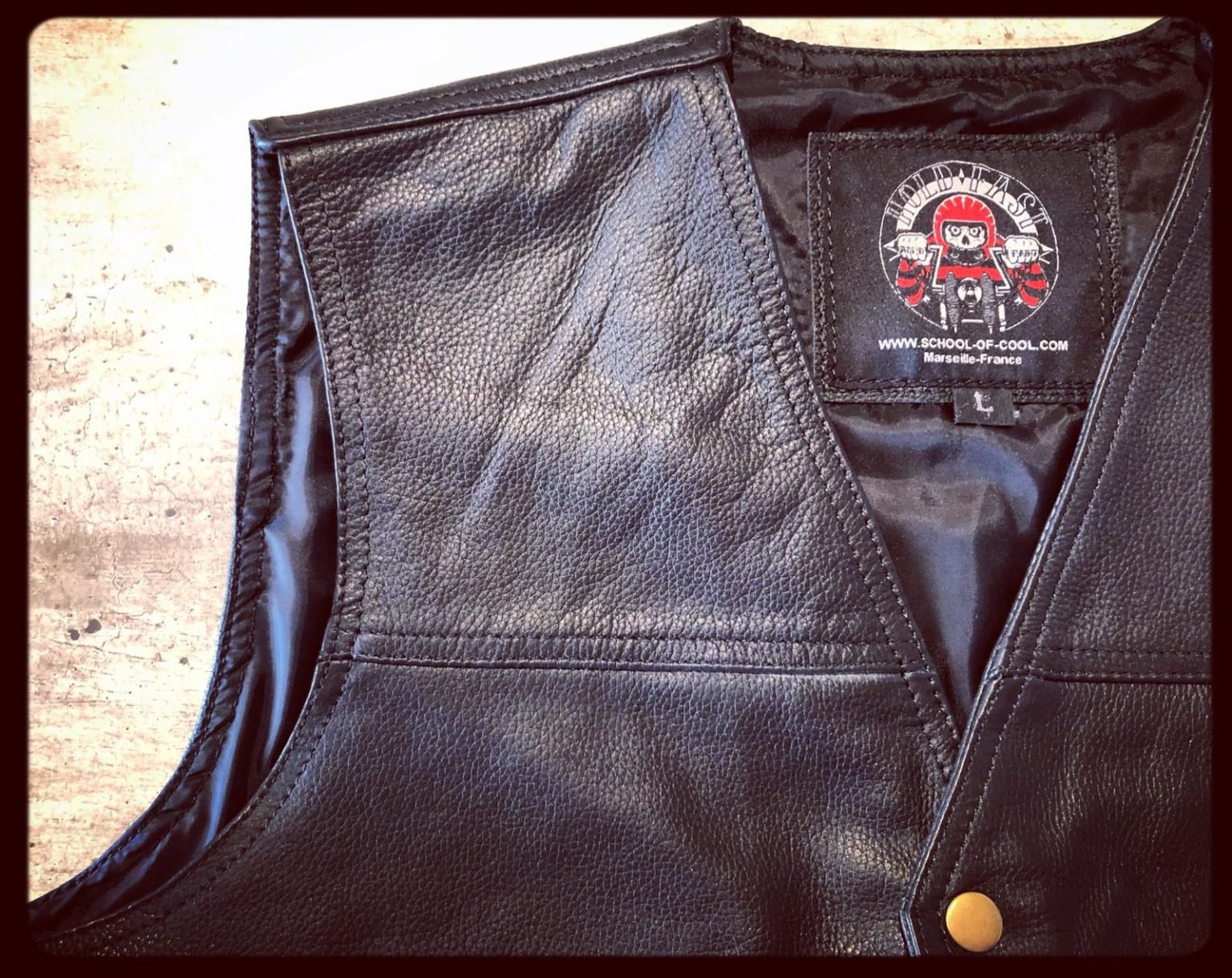 Gilet En Cuir De Vachette Noir - Style Biker Harley Custom - Neuf Avec Étiquettes