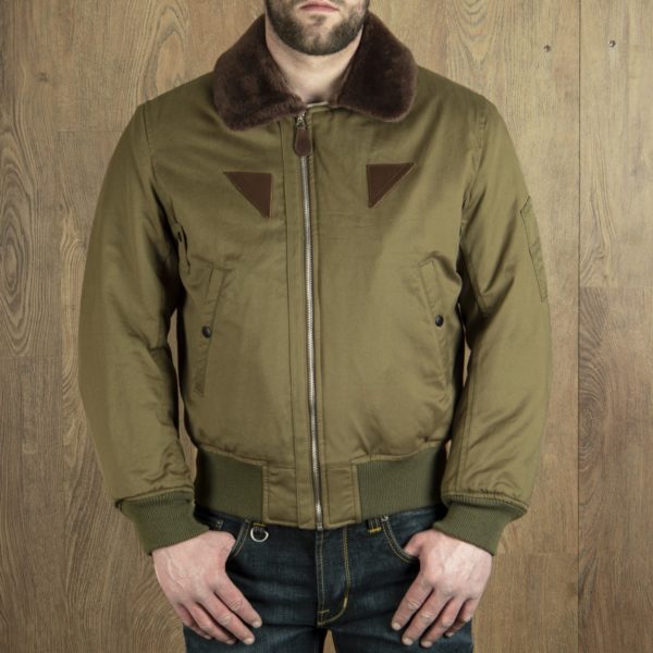 aviatior-jacket-b15-US-ARMY-1945-vintage-bomber-olive-pikebrothers-front
