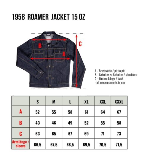1958 Roamer Jacket 15oz indigo-grille-taille 1958-Roamer-Jacket-15oz-indigo-grille-taille