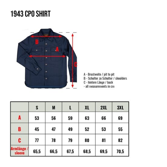 Shirt-pike-brother-Hamburg-1943-US-navy blue-Elephant-skin-size-grid Shirt-pike-brother-Hamburg-1943-US-navy blue-Elephant-skin-size-grid