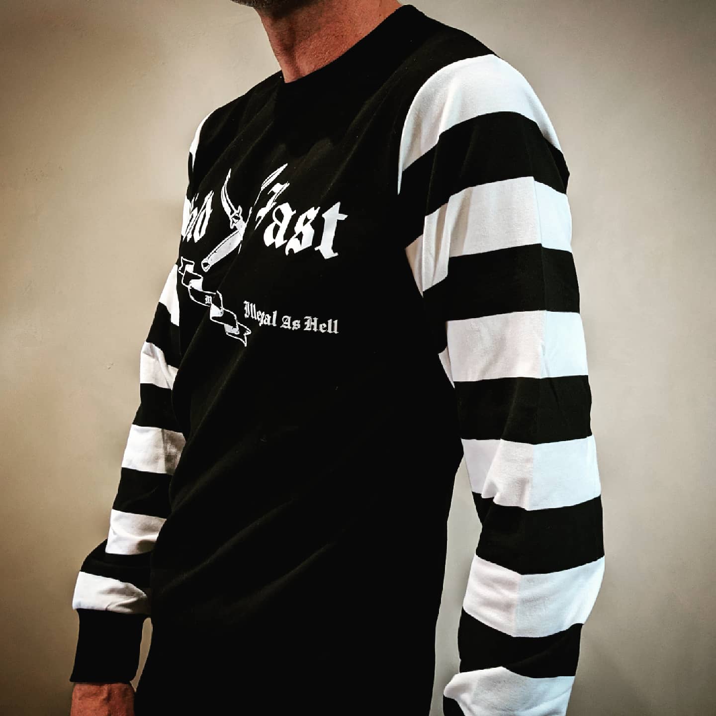 Non Stock Motorcycle Wide Black and White Striped Long Sleeve T-Shirt | Bronson Black/White / S