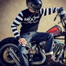 Pull-raye-noir-blanc-vintage-manches longues-holdfast-moto