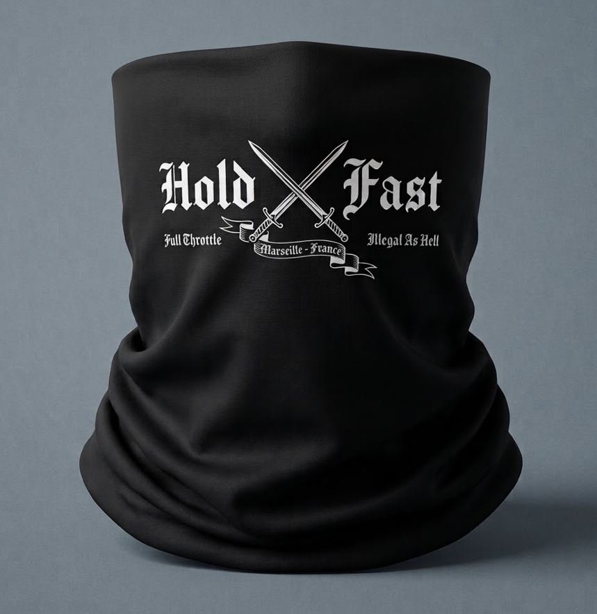 Tour de Cou noir Hold Fast « Illegal As Hell » tour-de-cou-biker-noir
