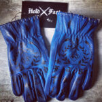 GANTS CUIR 1340 HOLD FAST TATTOO BLEUS PETROLES