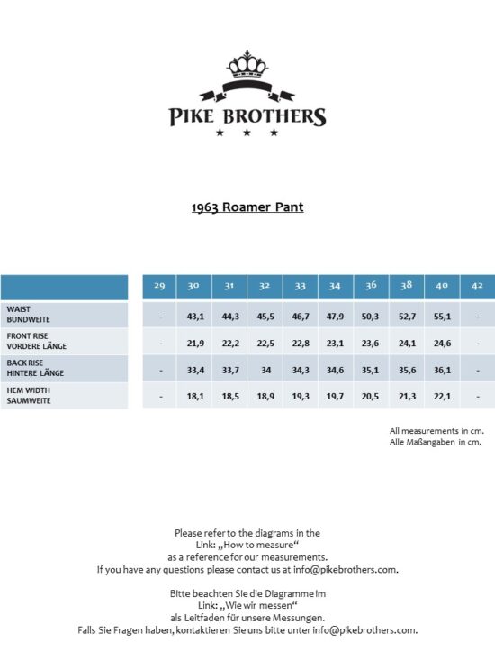 grille-taille-1963-11oz-pantalon-pike-brothers grille-taille-1963-11oz-pantalon-pike-brothers