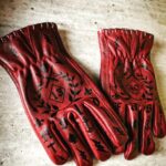 GANTS CUIR ROUGE PATINE 1340 HOLD FAST TATTOO