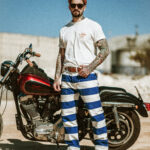 "Folsom Prison" Denim Pant 14oz White&Blue stripes