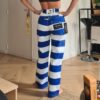 Pantalon Femme rayé bleu Denim 14oz Folsom Prison