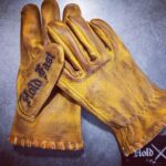 Gants cuir moto vintage jaune 1936 HOLD FAST BOARDTRACK