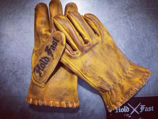 Gants moto-cuir-vintage-old school-holdfast-jaunes-bobber-France