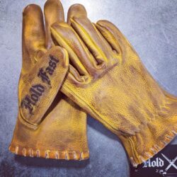 Gants moto-cuir-vintage-old school-holdfast-jaunes-driver-France