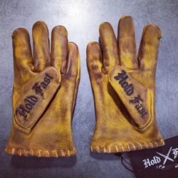 Gants moto-cuir-vintage-old school-holdfast-jaunes-harley-davidson-France