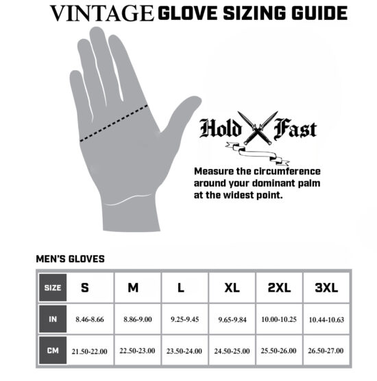 Vintage Motorcycle Gloves Size Chart HOLD FAST VINTAGE GLOVES