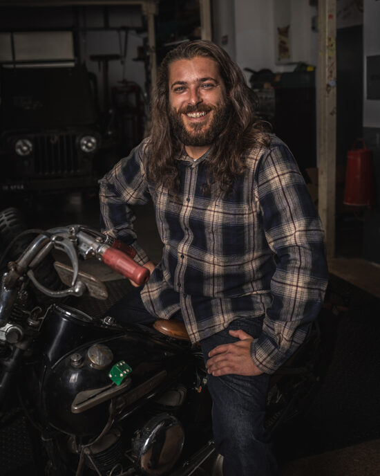 1937-roamer-shirt-blue-beige-check-flannel-2 1937 Roamer Shirt Blue Beige Check Flannel - Vue 2