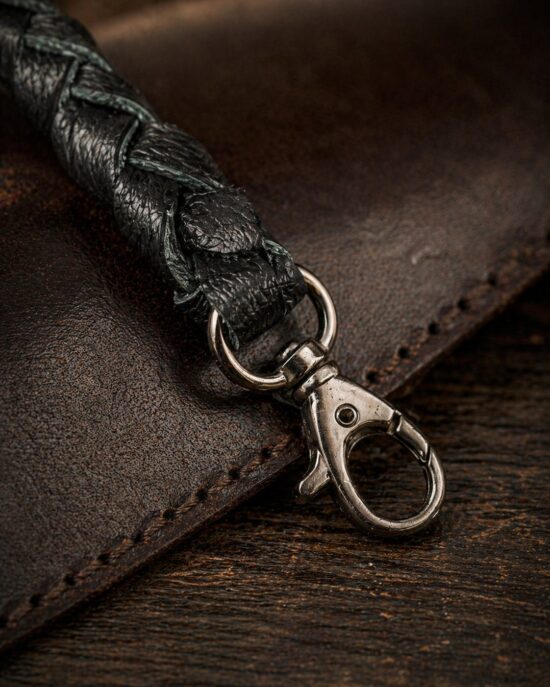 Chaine portefeuille cuir 50cm largeur 1.5cm rockabilly Chaine portefeuille cuir tresse 50 cm largeur 1.5 cm - kustom culture rockabilly vintage