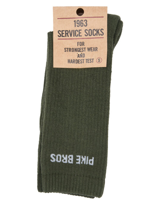 Chaussettes Pike Brothers 1963 Service Socks Olive coton robuste - vue de face