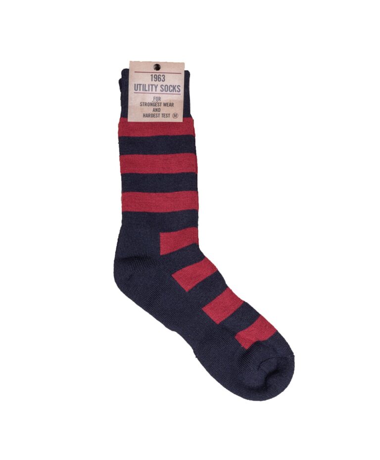 Chaussettes Pike Brothers 1963 Utility Socks Walt Red laine epaisse - vue face