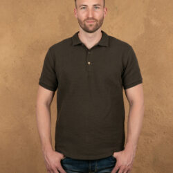 Pike Brothers 1963 Royal Polo Olive pique cotton - front studio view
