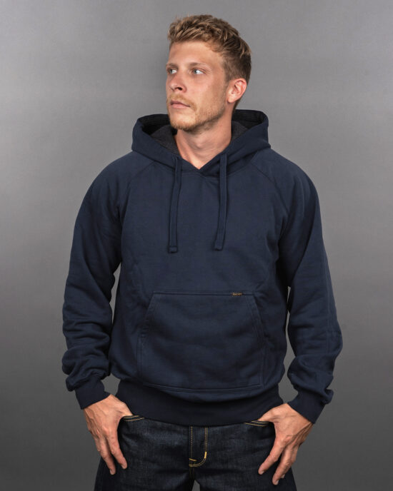 Pike Brothers 1965 PT Hoody Navy hooded sweatshirt - front