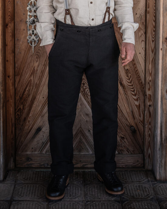 Pike Brothers Pike Brothers 1935 Machinist Trousers Elephant Skin Black - Vintage Workwear Black Cotton - front view