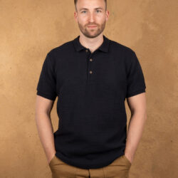 Polo Pike Brothers 1963 Royal Black en coton pique noir - vue de face