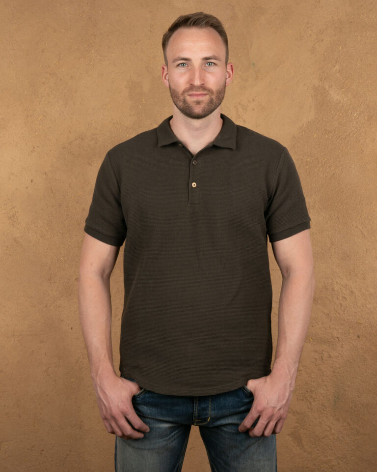 Polo Pike Brothers 1963 Royal Olive en coton pique vert kaki - vue de face