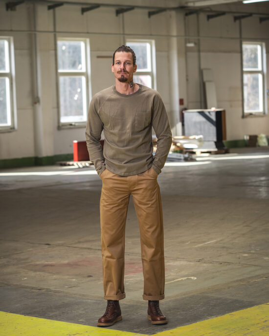 Sweat Pike Brothers 1947 Pep Shirt Bellport Grey tissu Macro molleton Pep Shirt Bellport Grey