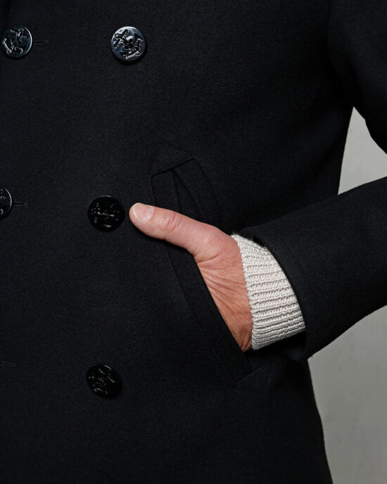 Vintage Navy Pea Coat Pike Brothers 1938 - Back View vintage-navy-pea-coat-pike-brothers-1938-black-wool-back-view