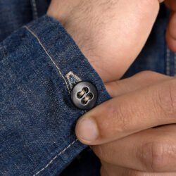 Army Denim Shirt Indigo Pike Brothers — vintage accessory, three-quarter view