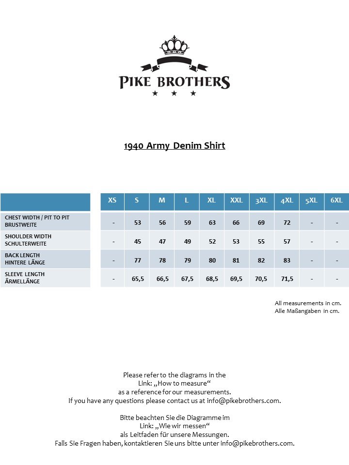 Army Denim Shirt Indigo Pike Brothers — vintage accessory, colour range