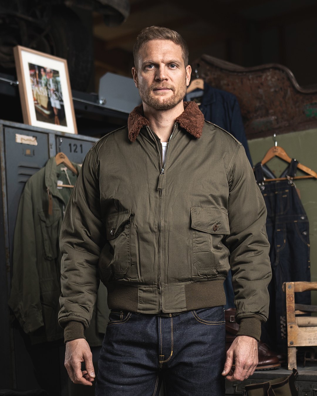 B10 Flight Jacket Olive Pike Brothers — veste vintage, vue produit 14