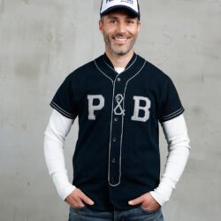 Baseball Shirt Dark Navy Pike Brothers — vintage shirt, front view