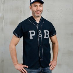 Baseball Shirt Dark Navy Pike Brothers — vintage shirt, back view