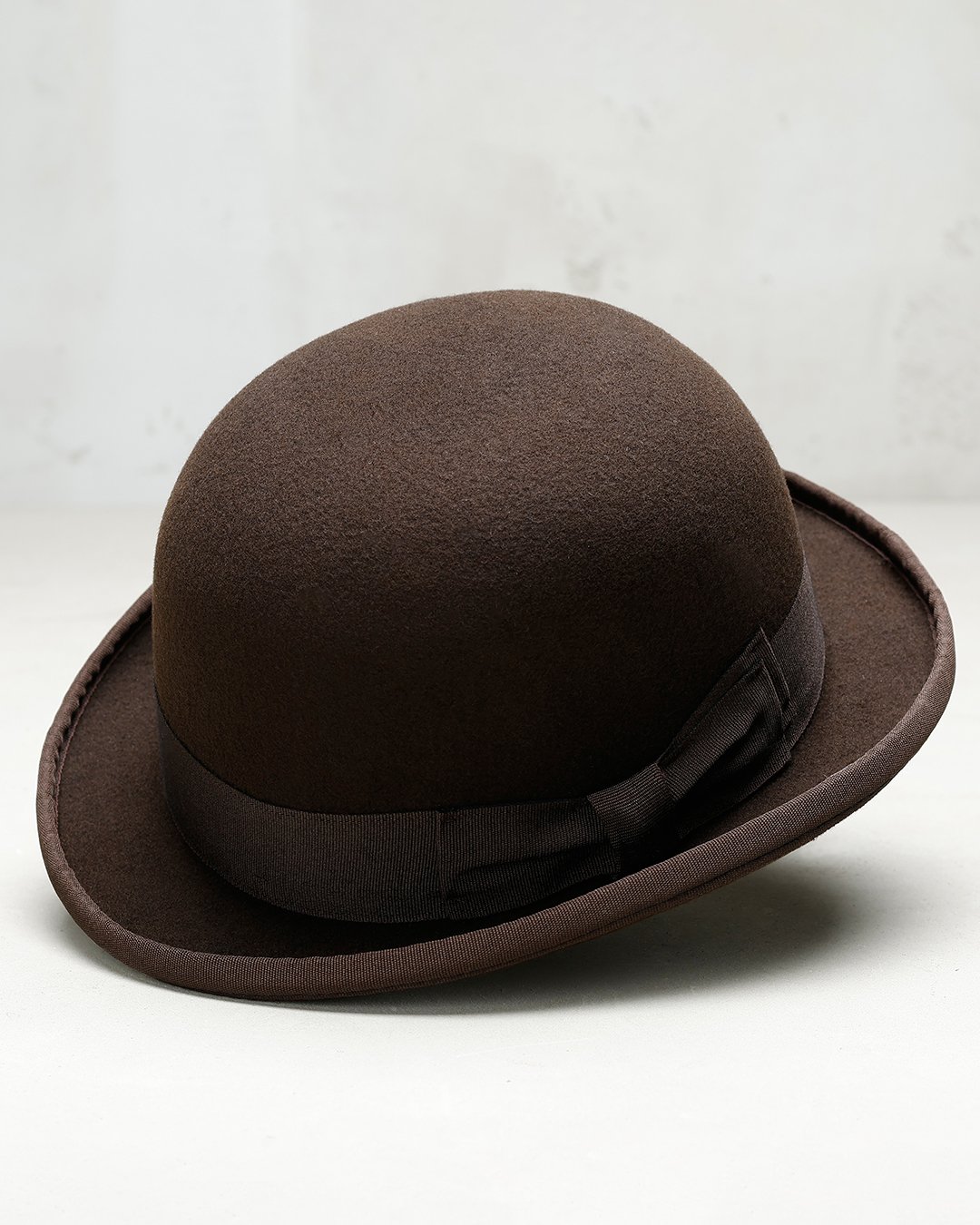 Bowler Hat Brown Pike Brothers — vintage hat, front view