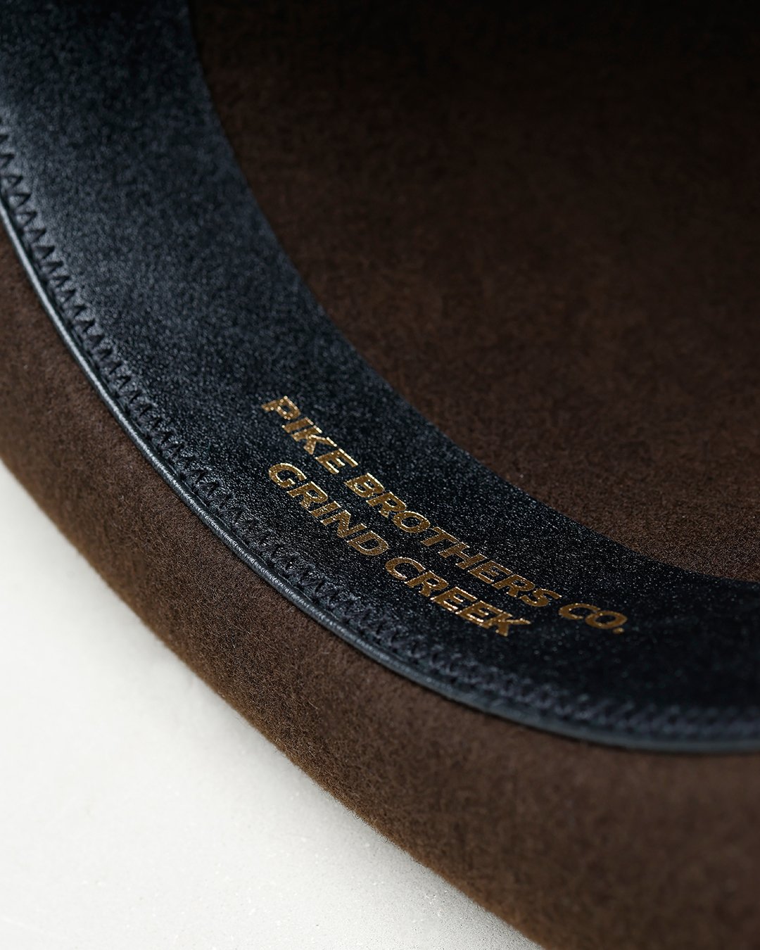 Bowler Hat Brown Pike Brothers — vintage hat, fabric close-up