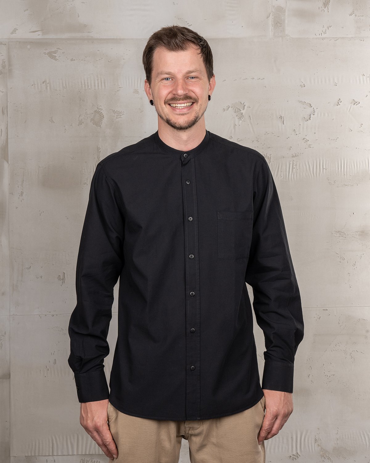 Buccanoy Shirt Black Chambray Pike Brothers — vintage shirt, front view