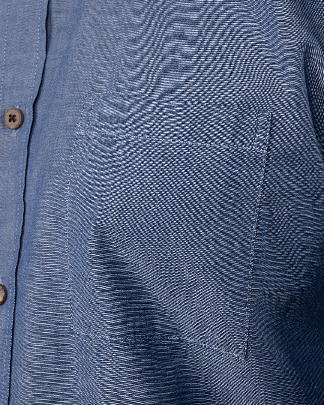 Buccanoy Shirt Blue Chambray Pike Brothers — vintage shirt, side view