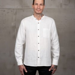 Buccanoy Shirt Linen Ecru Pike Brothers — vintage shirt, front view