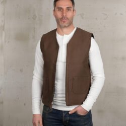 C2 Vest Waxed Khaki Pike Brothers — gilet vintage, vue de dos C2 Vest Waxed Khaki Pike Brothers — gilet vintage, vue de dos