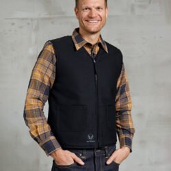C2 Vest Waxed Navy Pike Brothers — gilet vintage, vue de face