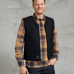 C2 Vest Waxed Navy Pike Brothers — gilet vintage, vue de dos C2 Vest Waxed Navy Pike Brothers — gilet vintage, vue de dos