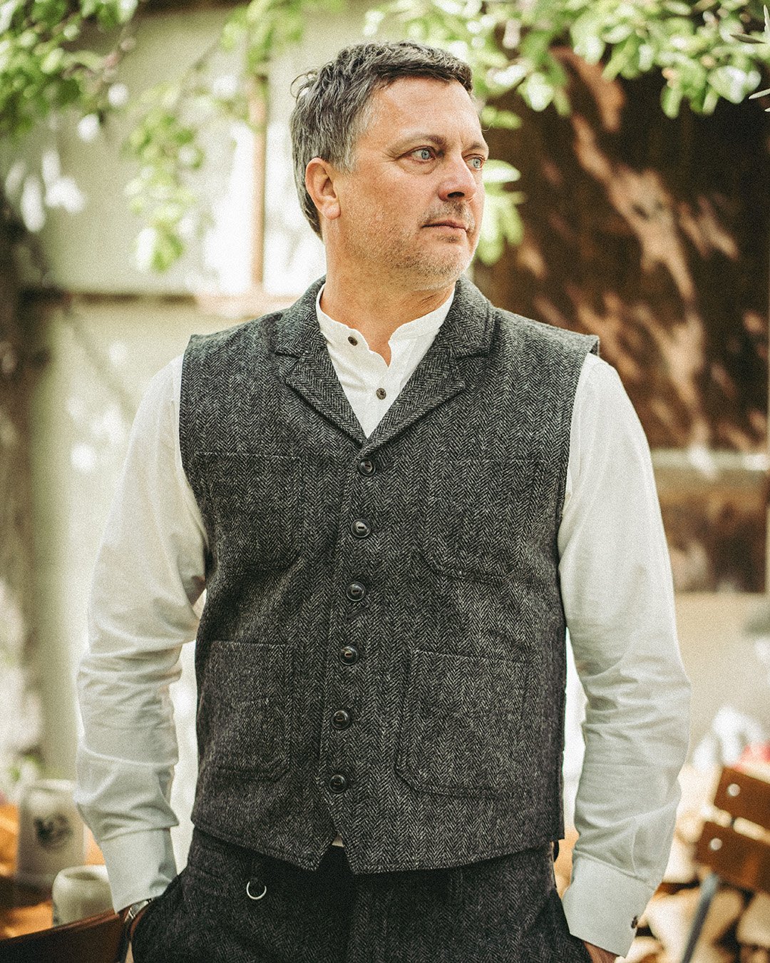 Calico Vest Dundee Grey Pike Brothers — gilet vintage, vue de face