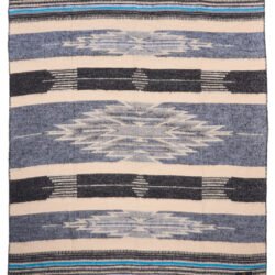 Chimayo Blanket Blue Pike Brothers — vintage blanket, front view